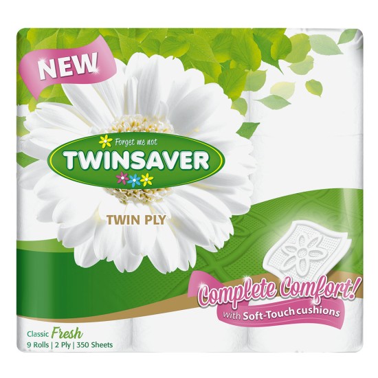 TWINSAVER TOILET ROLL2PLY LUX WHT 9EA